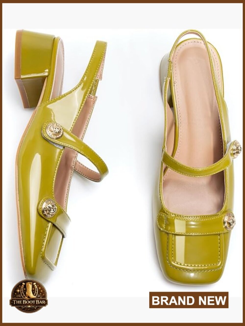 Square toe slingback Mary Jane heels, low block pump sandals, chunky heel,